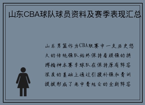 山东CBA球队球员资料及赛季表现汇总